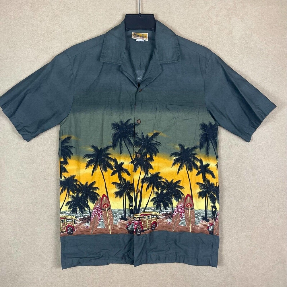 Winnie Fashion‎ Hawaiian Shirt Mens M Multicolor Relaxed Fit Pocket Made in USA